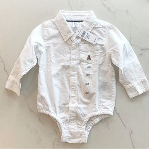 NWT 12-18m Button Down Onesie - White